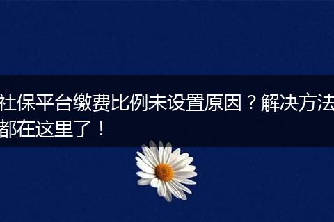 社保平台缴费比例未设置原因？解决方法都在这里了！