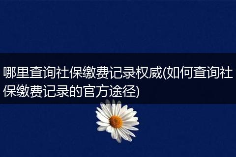哪里查询社保缴费记录权威(如何查询社保缴费记录的官方途径)