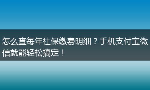 怎么查每年社保缴费明细?手机支付宝微信就能轻松搞定!