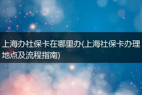 上海办社保卡在哪里办(上海社保卡办理地点及流程指南)