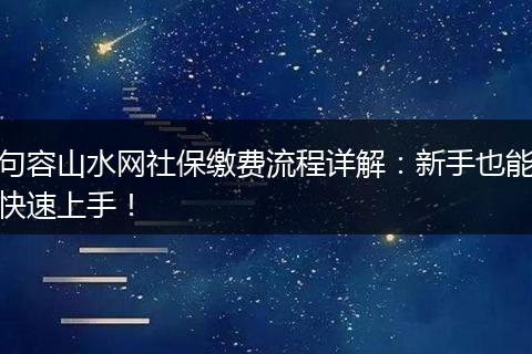 句容山水网社保缴费流程详解：新手也能快速上手！