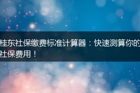 桂东社保缴费标准计算器：快速测算你的社保费用！
