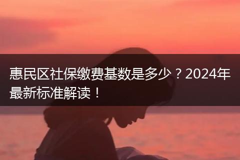 惠民区社保缴费基数是多少？2024年最新标准解读！