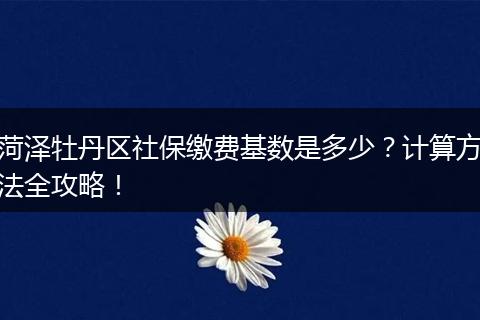 菏泽牡丹区社保缴费基数是多少？计算方法全攻略！