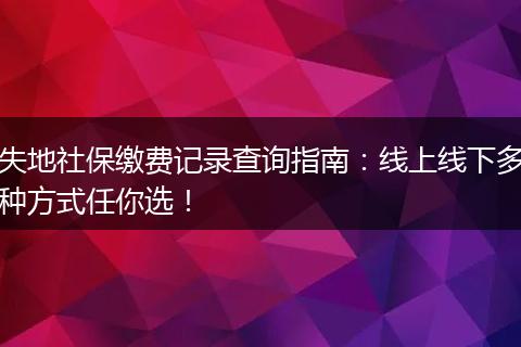 失地社保缴费记录查询指南：线上线下多种方式任你选！
