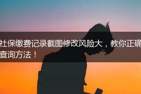 社保缴费记录截图修改风险大，教你正确查询方法！