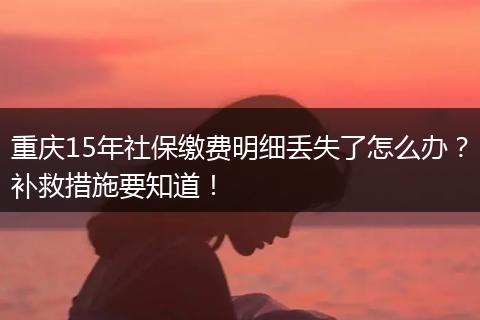 重庆15年社保缴费明细丢失了怎么办？补救措施要知道！