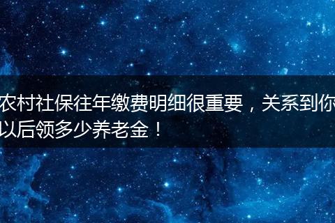 农村社保往年缴费明细很重要，关系到你以后领多少养老金！