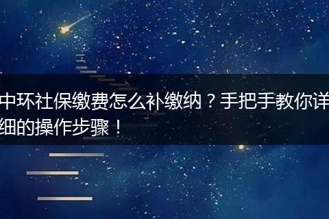 中环社保缴费怎么补缴纳？手把手教你详细的操作步骤！