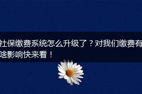 社保缴费系统怎么升级了?对我们缴费有啥影响快来看!