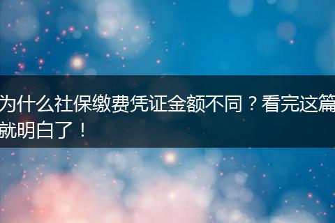 为什么社保缴费凭证金额不同？看完这篇就明白了！