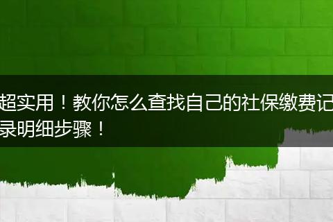 超实用！教你怎么查找自己的社保缴费记录明细步骤！