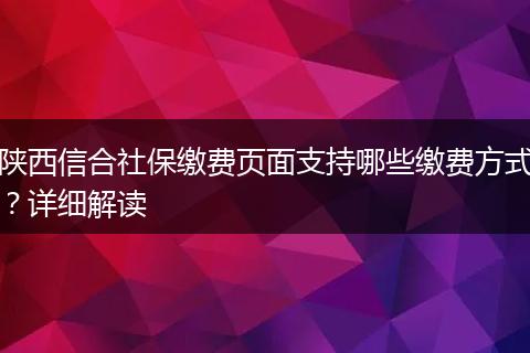 陕西信合社保缴费页面支持哪些缴费方式？详细解读