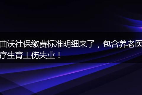 曲沃社保缴费标准明细来了，包含养老医疗生育工伤失业！
