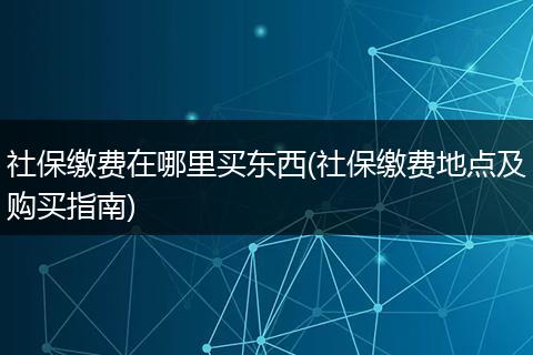 社保缴费在哪里买东西(社保缴费地点及购买指南)