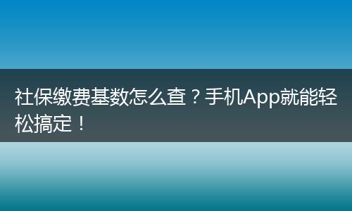 社保缴费基数怎么查？手机App就能轻松搞定！