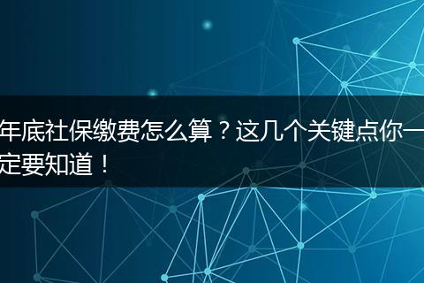 年底社保缴费怎么算？这几个关键点你一定要知道！