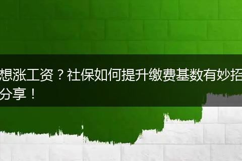 想涨工资？社保如何提升缴费基数有妙招分享！