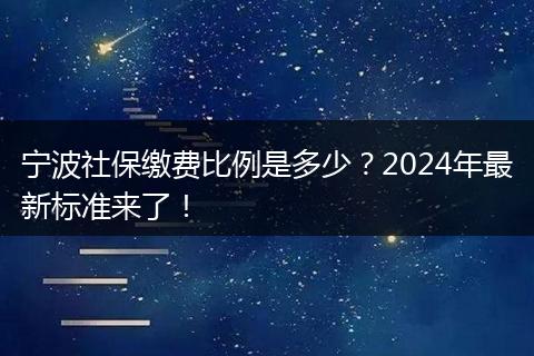 宁波社保缴费比例是多少？2024年最新标准来了！