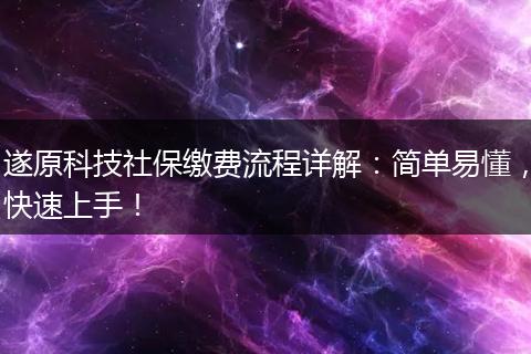 遂原科技社保缴费流程详解：简单易懂，快速上手！