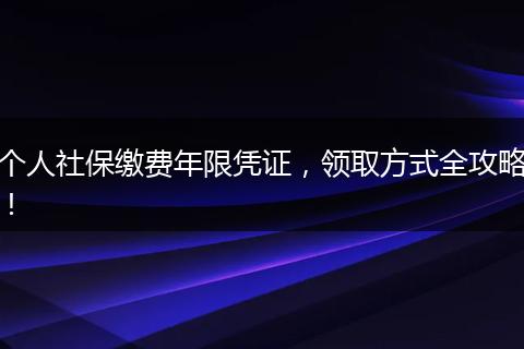 个人社保缴费年限凭证,领取方式全攻略!