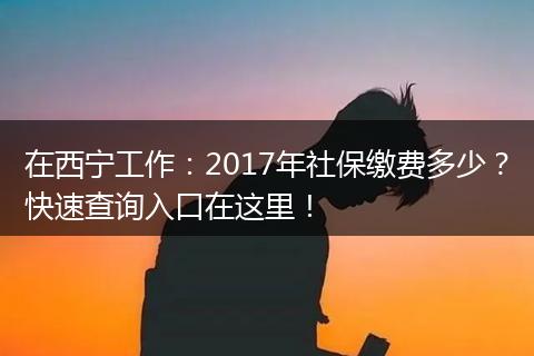 在西宁工作:2017年社保缴费多少?快速查询入口在这里!