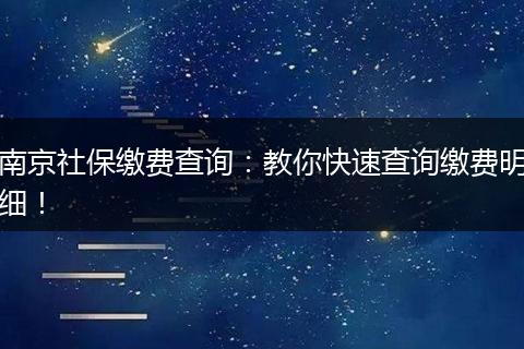 南京社保缴费查询：教你快速查询缴费明细！