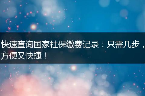 快速查询国家社保缴费记录：只需几步，方便又快捷！