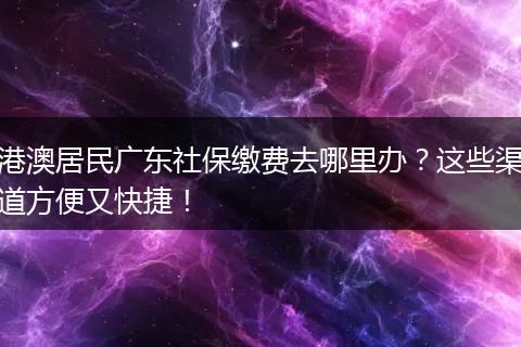 港澳居民广东社保缴费去哪里办?这些渠道方便又快捷!