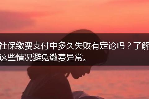 社保缴费支付中多久失败有定论吗？了解这些情况避免缴费异常。
