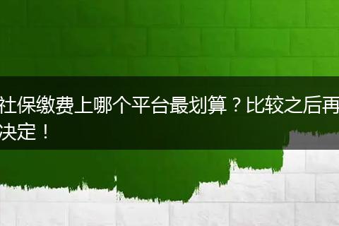 社保缴费上哪个平台最划算？比较之后再决定！