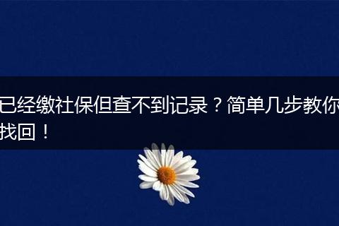 已经缴社保但查不到记录？简单几步教你找回！