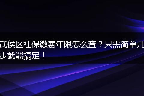 武侯区社保缴费年限怎么查？只需简单几步就能搞定！
