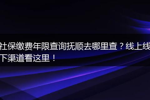 社保缴费年限查询抚顺去哪里查?线上线下渠道看这里!