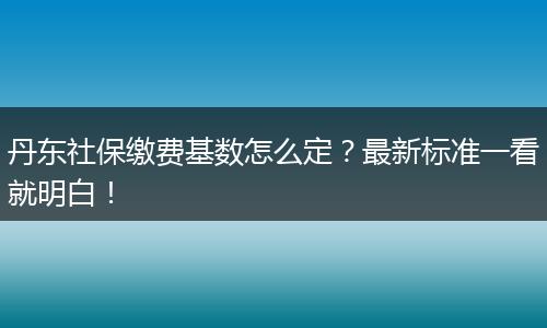 丹东社保缴费基数怎么定？最新标准一看就明白！