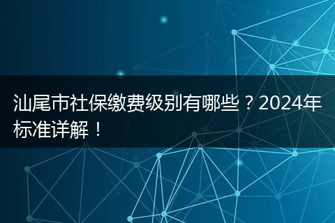 汕尾市社保缴费级别有哪些？2024年标准详解！