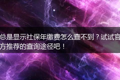 总是显示社保年缴费怎么查不到？试试官方推荐的查询途径吧！