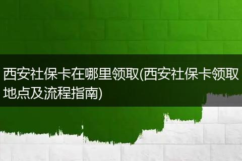西安社保卡在哪里领取(西安社保卡领取地点及流程指南)
