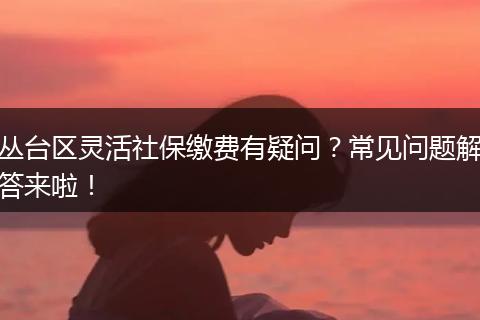 丛台区灵活社保缴费有疑问？常见问题解答来啦！