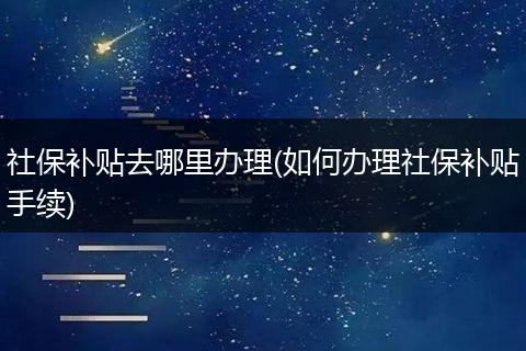社保补贴去哪里办理(如何办理社保补贴手续)