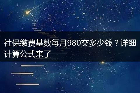 社保缴费基数每月980交多少钱？详细计算公式来了