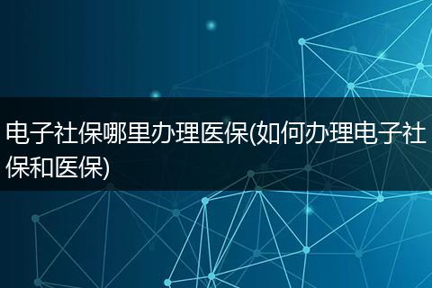 电子社保哪里办理医保(如何办理电子社保和医保)