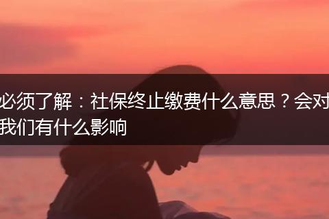 必须了解:社保终止缴费什么意思?会对我们有什么影响