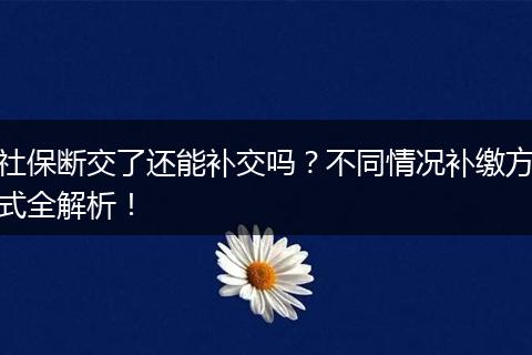 社保断交了还能补交吗？不同情况补缴方式全解析！