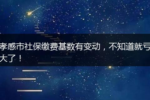 孝感市社保缴费基数有变动，不知道就亏大了！