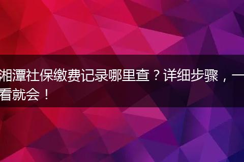 湘潭社保缴费记录哪里查？详细步骤，一看就会！