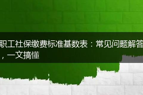 职工社保缴费标准基数表：常见问题解答，一文搞懂