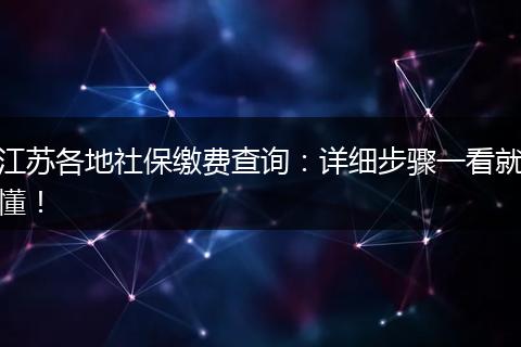 江苏各地社保缴费查询：详细步骤一看就懂！