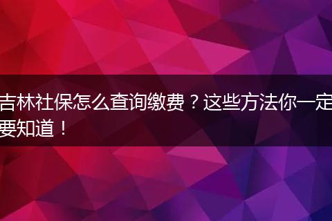 吉林社保怎么查询缴费？这些方法你一定要知道！