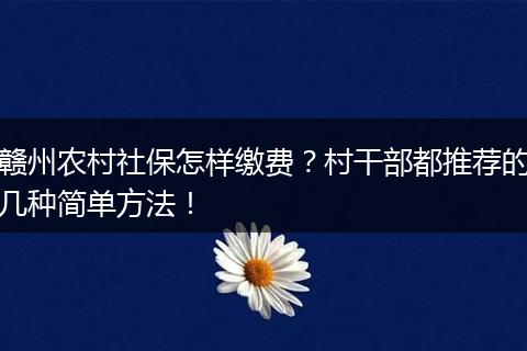 赣州农村社保怎样缴费？村干部都推荐的几种简单方法！